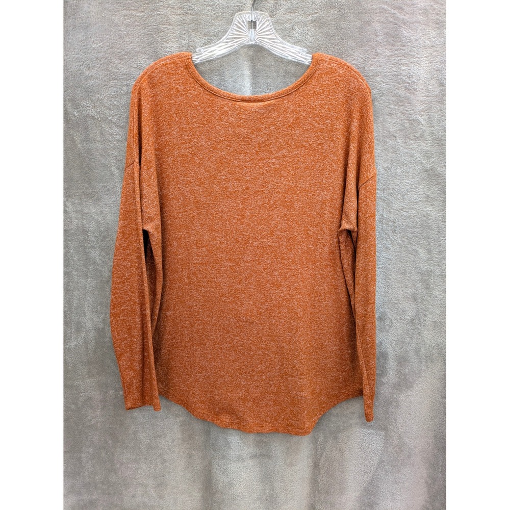 Orange Pullover‎ Top Womens Medium Marled Knit Long Sleeve Casual - Picture 6 of 7